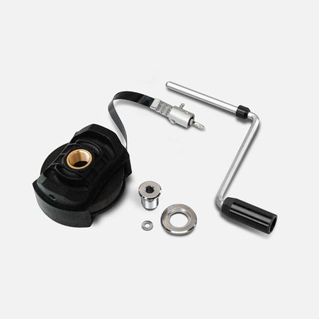 Eine Kurbel für einen GFK Fahnenmast auf weißem Hintergrund